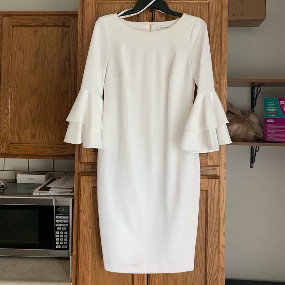 Calvin Klein White Bell Sleeve Dress